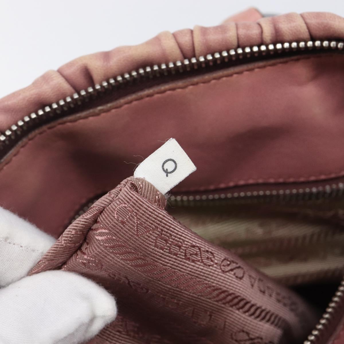 PRADA Hand Bag Leather 2way Pink Silver Auth 197673