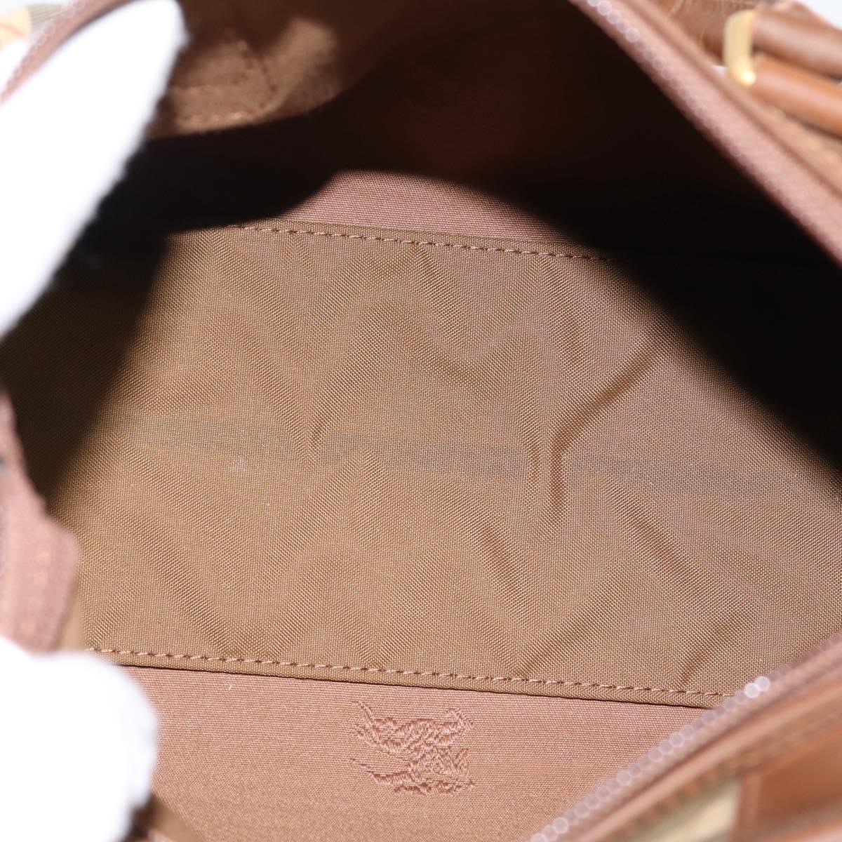 Burberrys Nova Check Hand Bag Canvas Beige Gold Auth 197677A