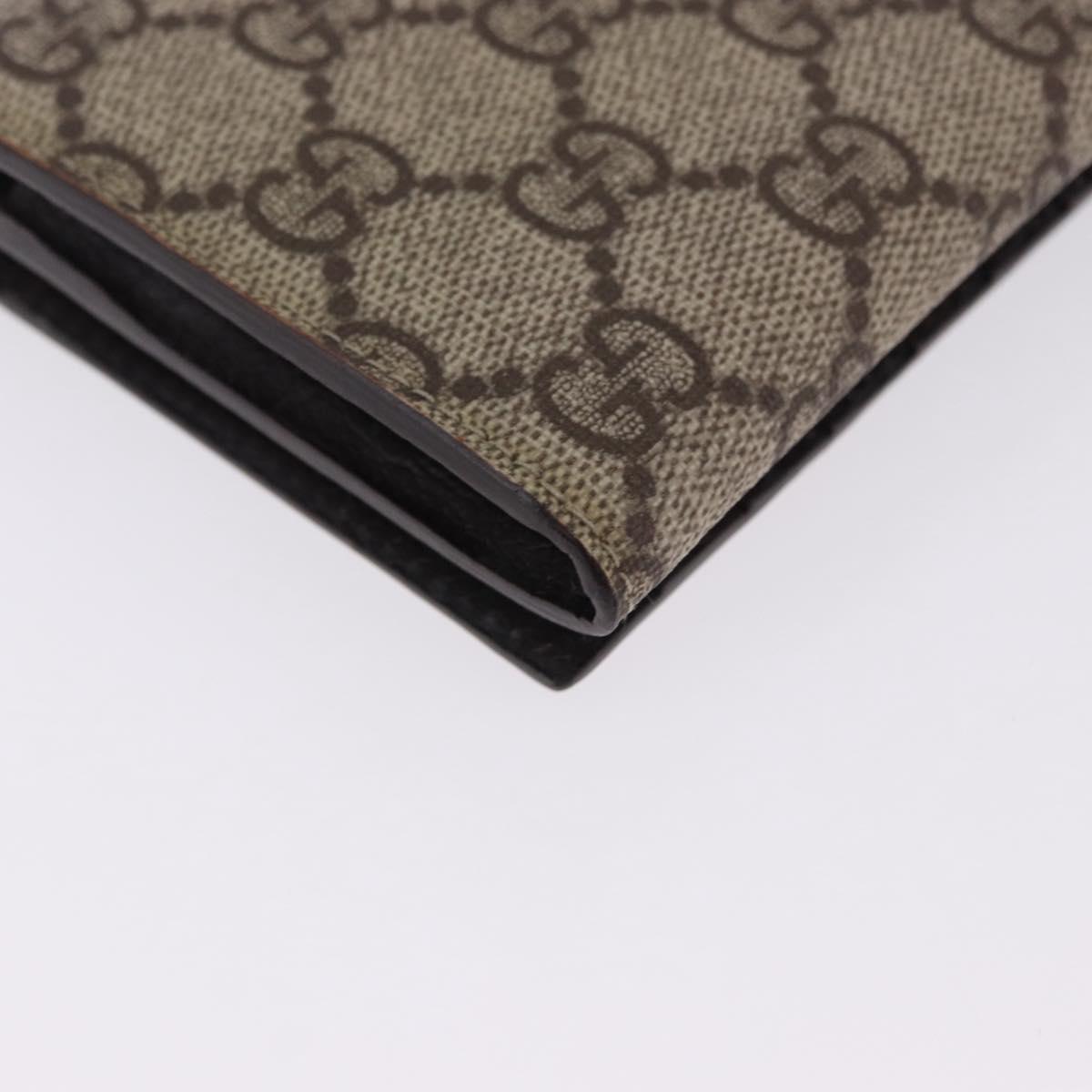 GUCCI GG Supreme Long Wallet PVC Beige Silver 115048 Auth 197678V