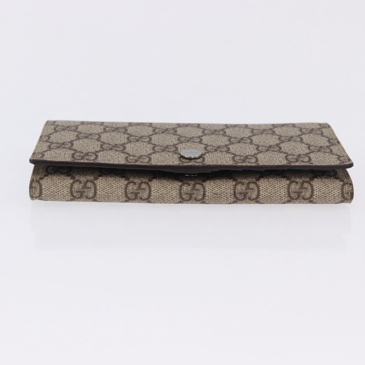 GUCCI GG Supreme Long Wallet PVC Beige Silver 115048 Auth 197678V
