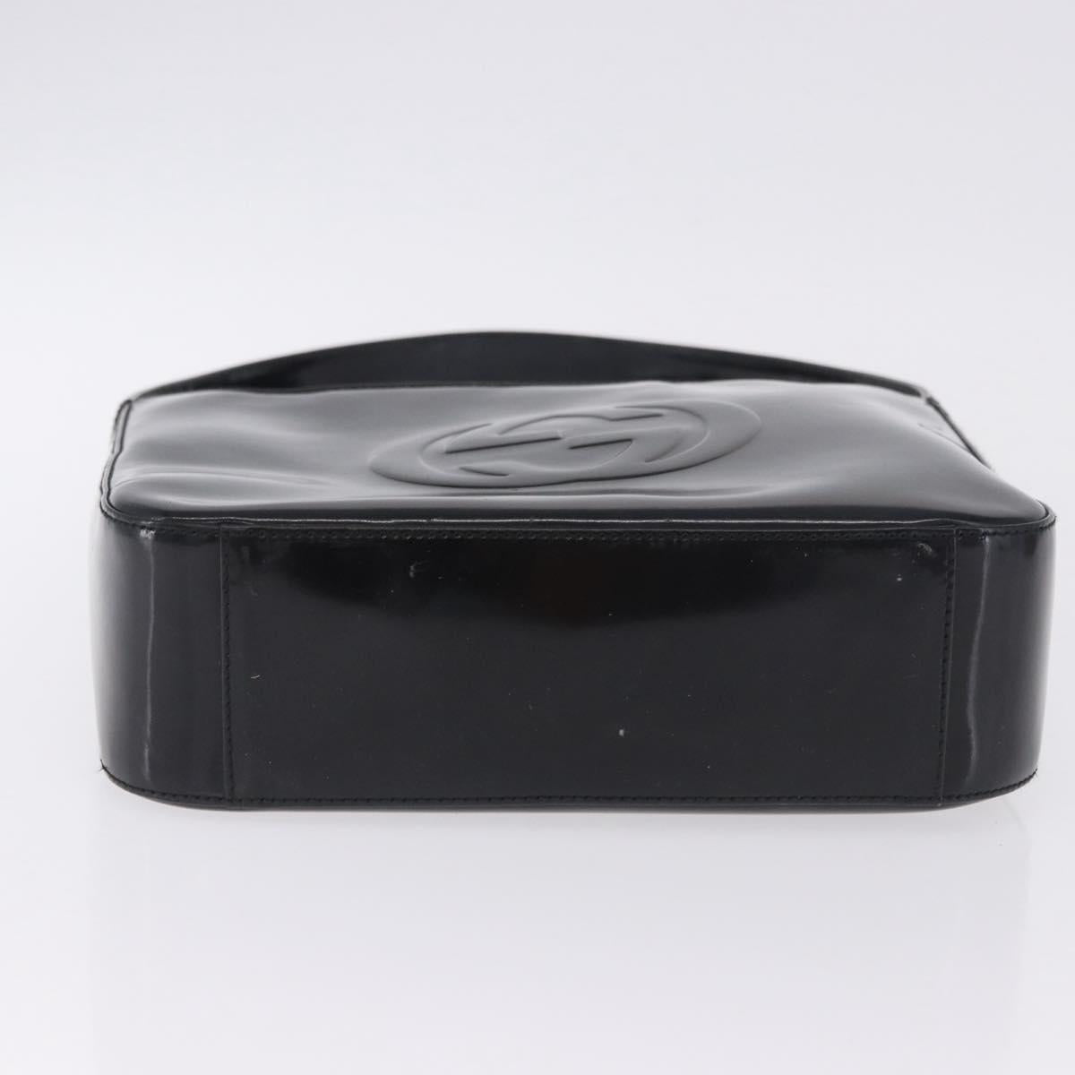 GUCCI Shoulder Bag Patent Leather Black Silver 000 0506 Auth 197679