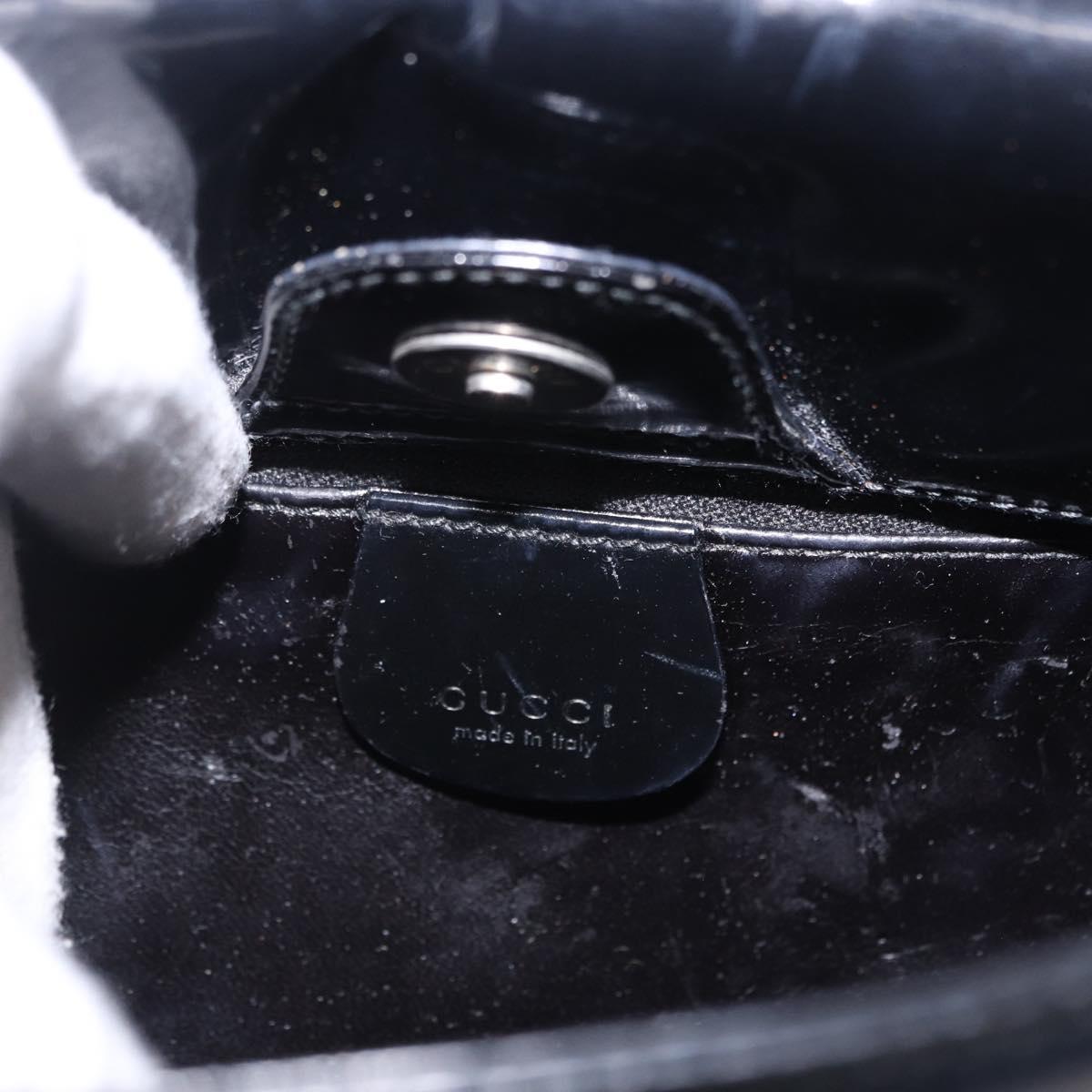 GUCCI Shoulder Bag Patent Leather Black Silver 000 0506 Auth 197679