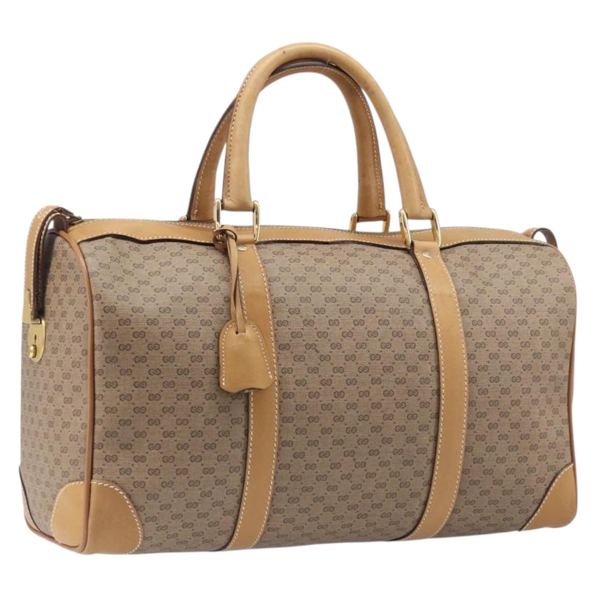 GUCCI Micro GG Supreme Boston Bag PVC Beige Gold 58 012 468 40 Auth 197681A
