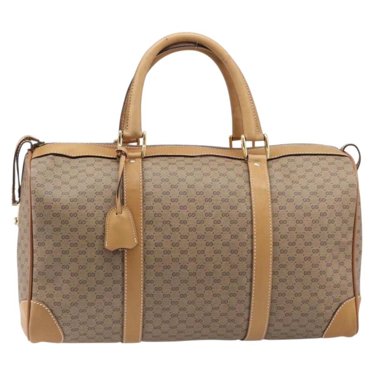 GUCCI Micro GG Supreme Boston Bag PVC Beige Gold 58 012 468 40 Auth 197681A
