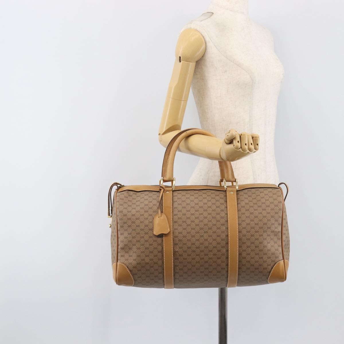 GUCCI Micro GG Supreme Boston Bag PVC Beige Gold 58 012 468 40 Auth 197681A