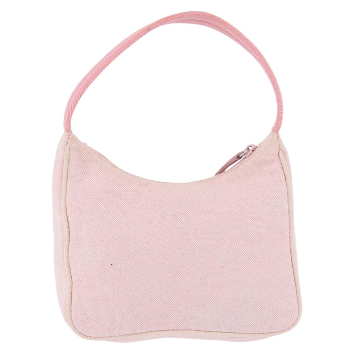PRADA Prada Sport Hand Pouch Canvas Pink Auth 197685
