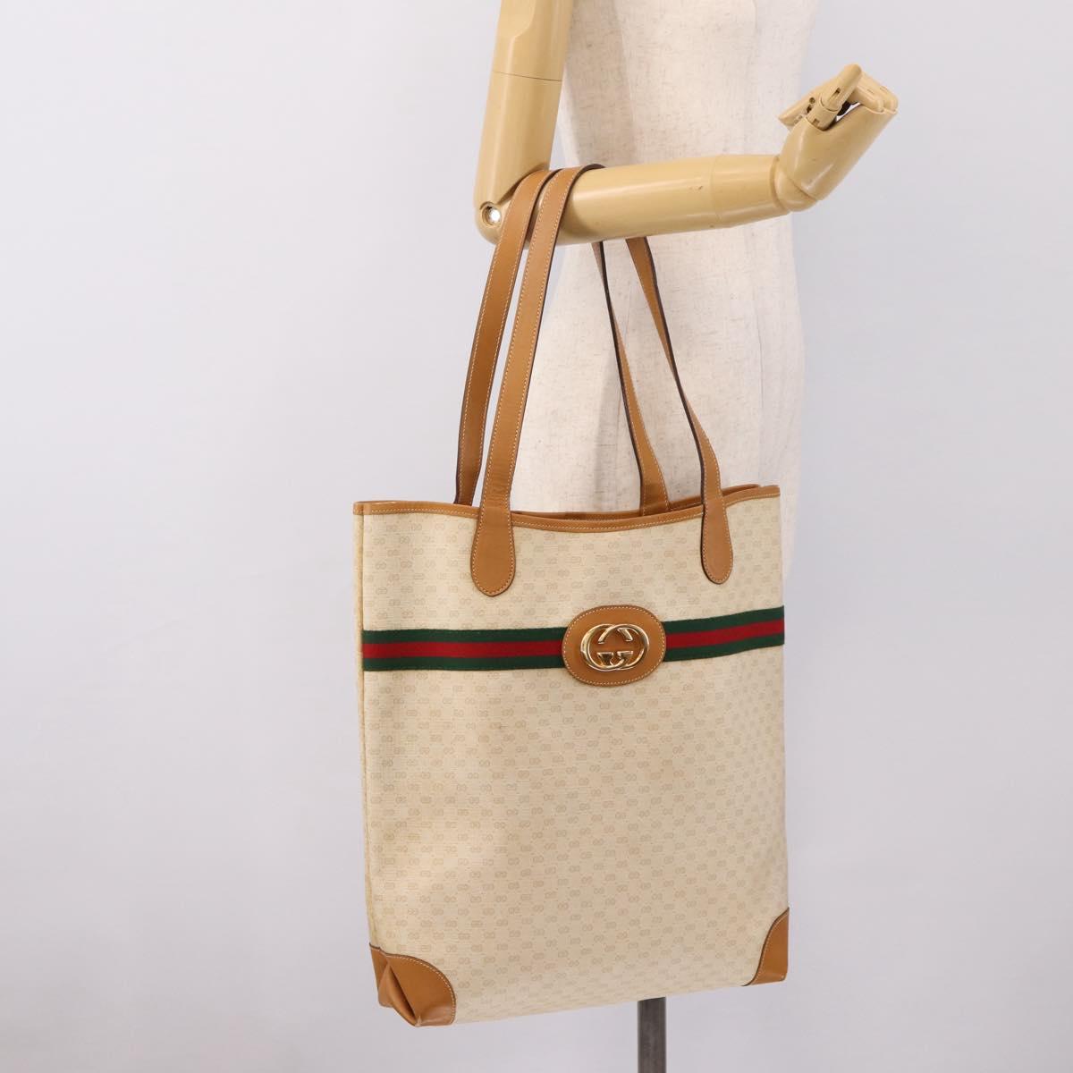 GUCCI Micro GG Supreme Web Sherry Line Bag PVC White 002 123 0131 Auth 197690