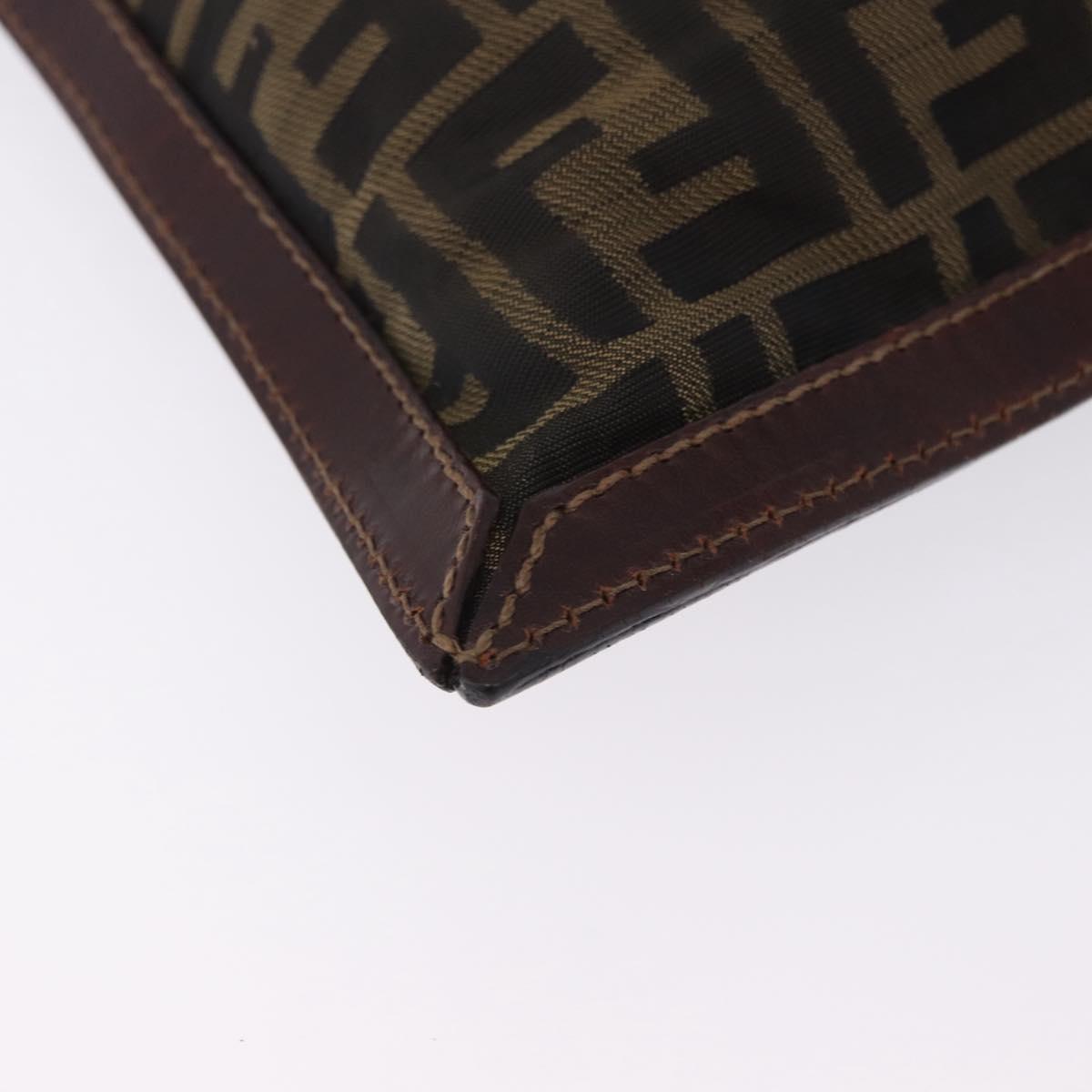 FENDI Zucca Canvas Pouch Black Brown Auth 197691
