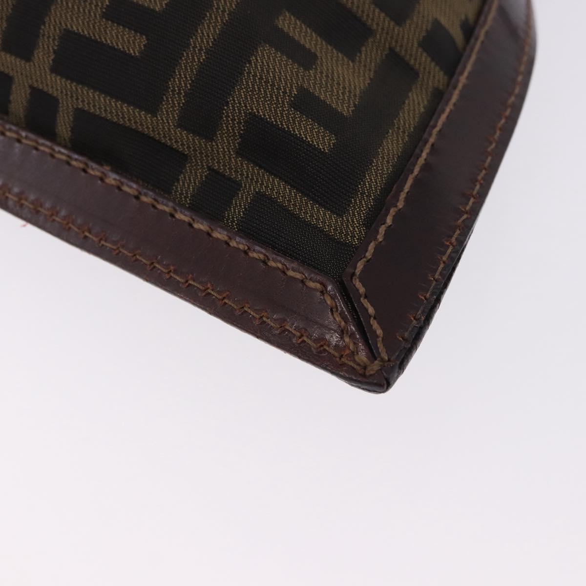 FENDI Zucca Canvas Pouch Black Brown Auth 197691