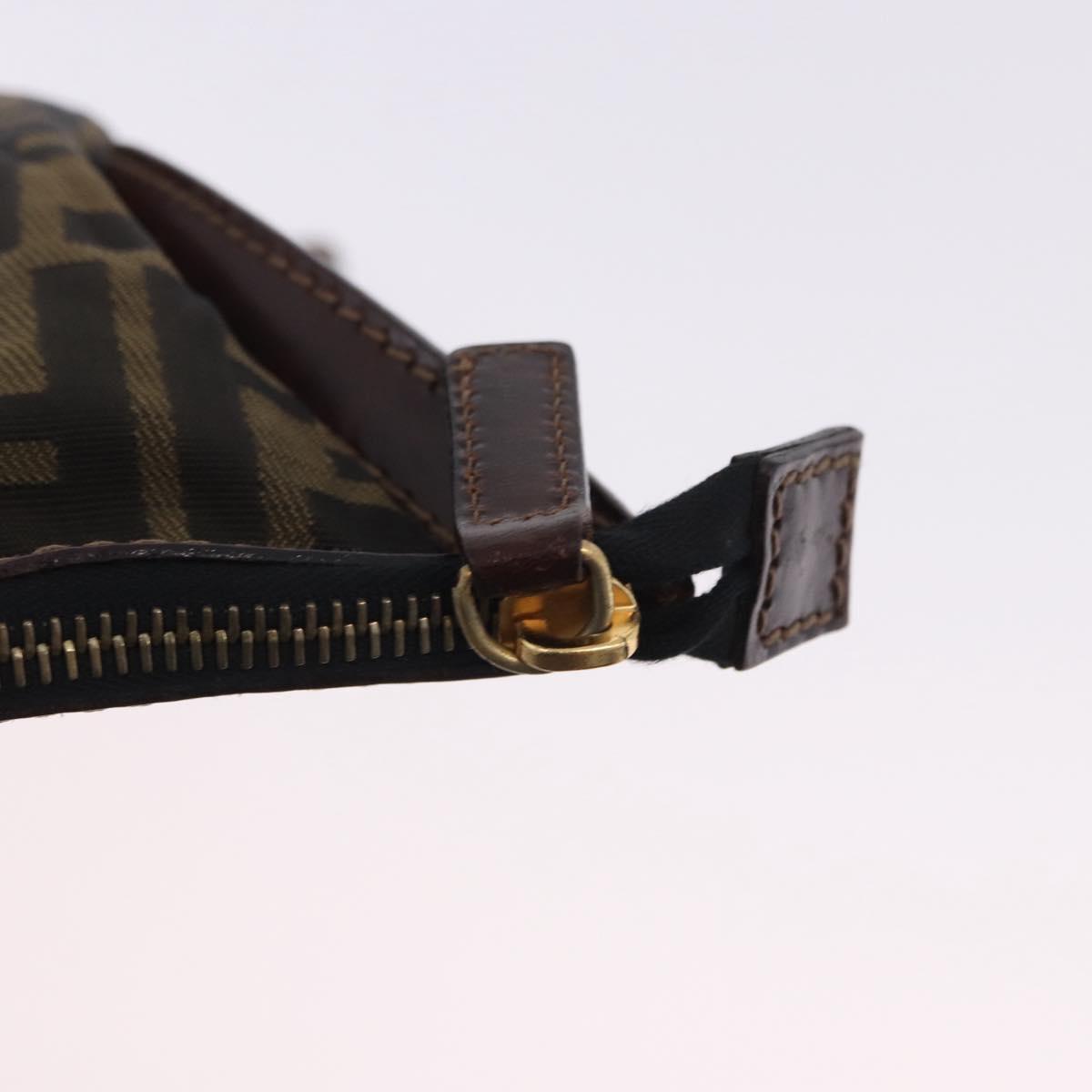 FENDI Zucca Canvas Pouch Black Brown Auth 197691