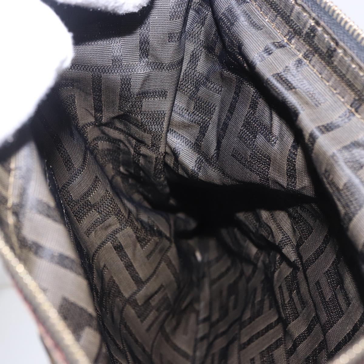 FENDI Zucca Canvas Pouch Black Brown Auth 197691