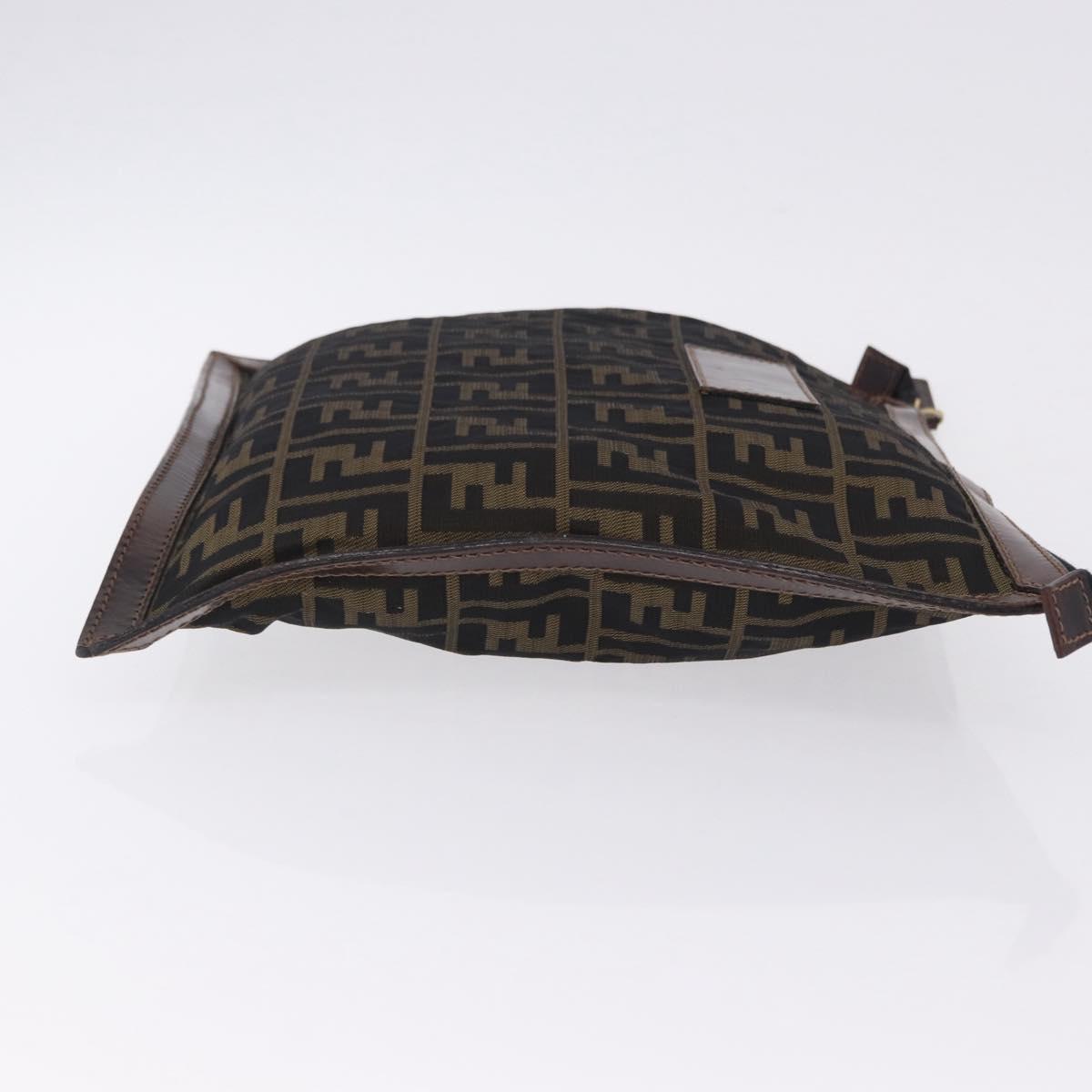 FENDI Zucca Canvas Pouch Black Brown Auth 197691