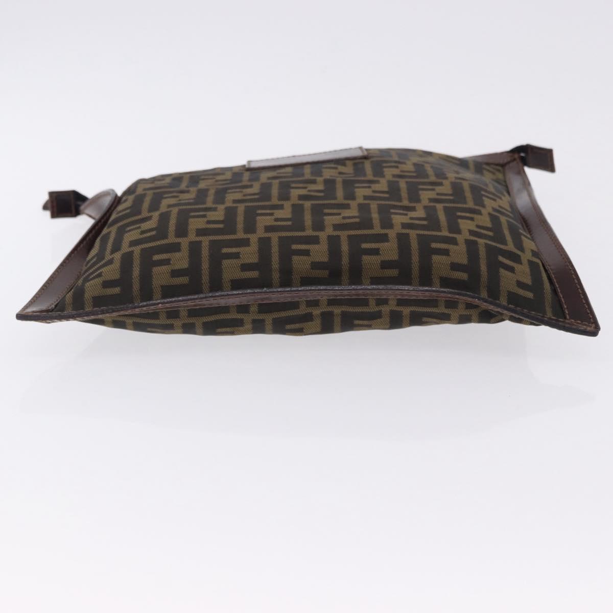 FENDI Zucca Canvas Pouch Black Brown Auth 197691