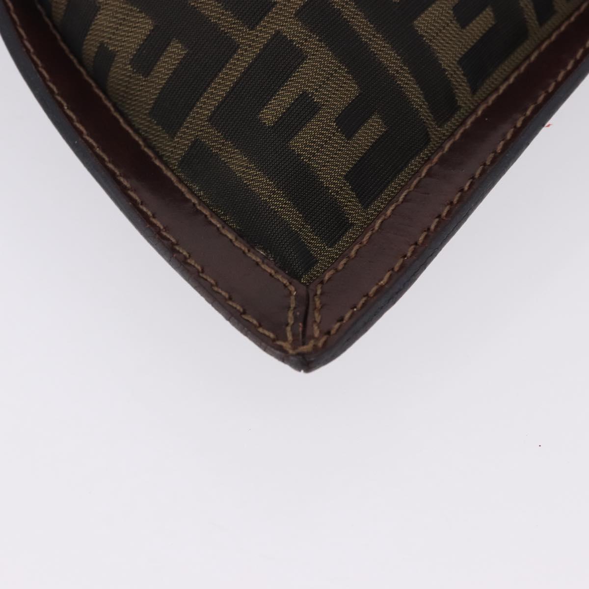 FENDI Zucca Canvas Pouch Black Brown Auth 197691