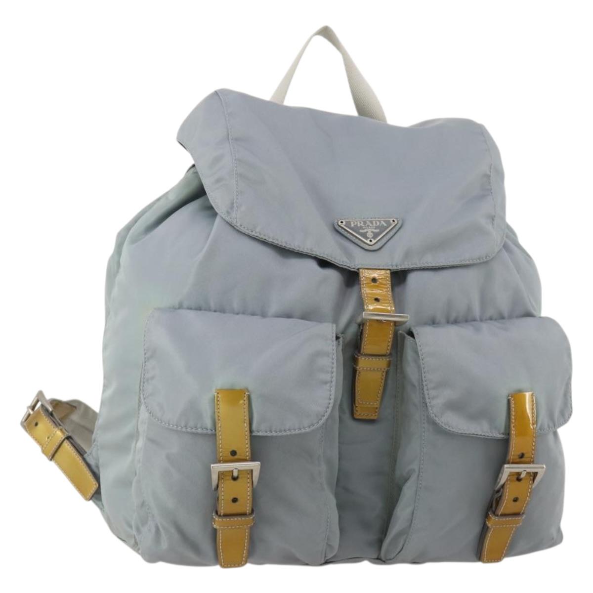 PRADA Backpack Nylon Gray Silver Auth 197693