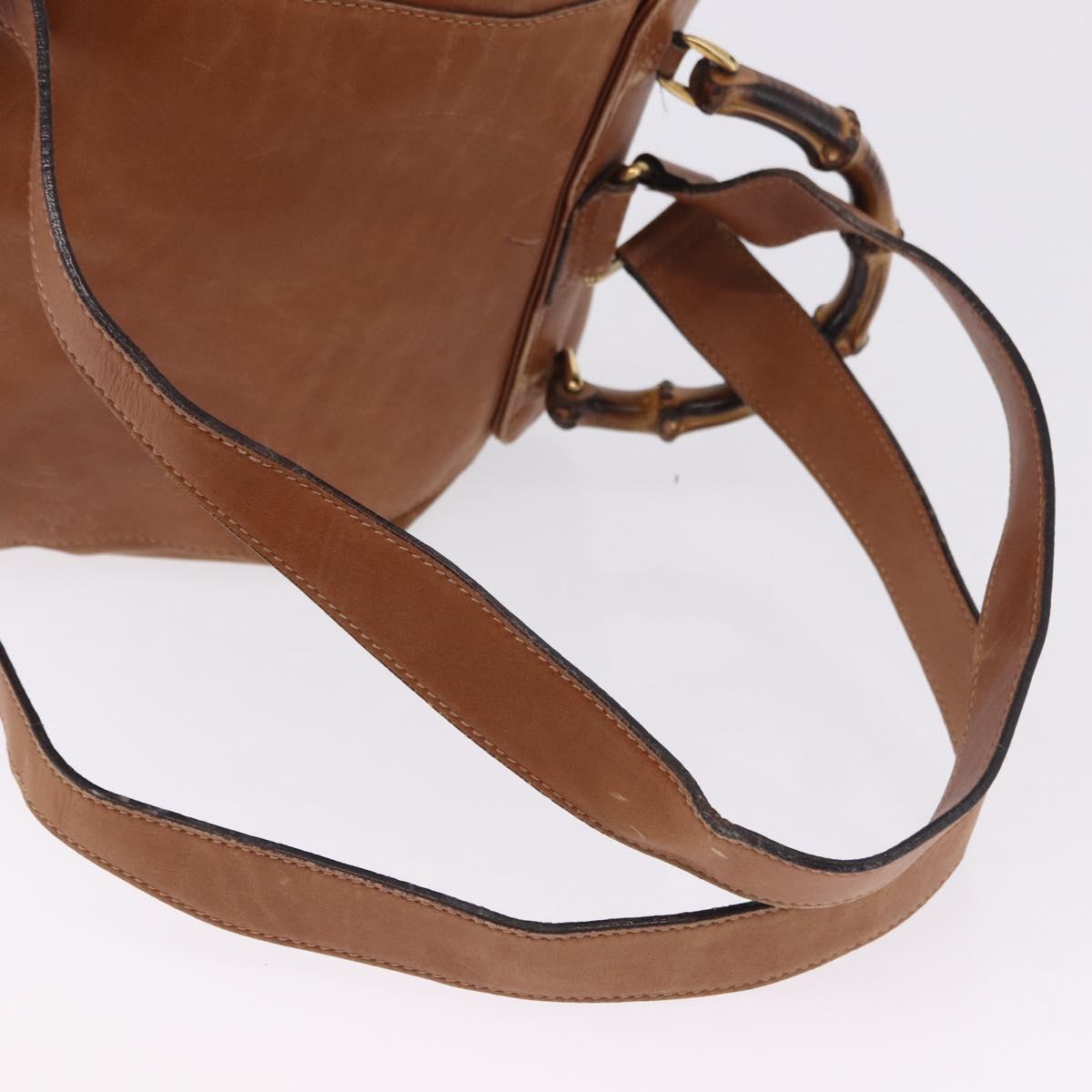 GUCCI Bamboo Backpack Leather Brown Gold 003 2058 0016 Auth 197694