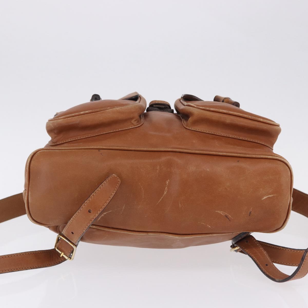 GUCCI Bamboo Backpack Leather Brown Gold 003 2058 0016 Auth 197694
