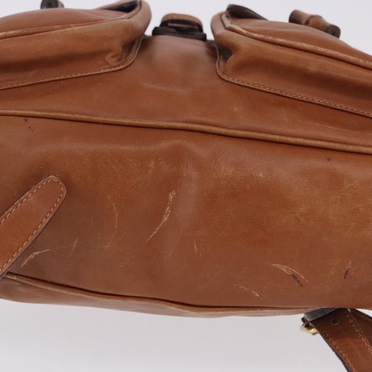 GUCCI Bamboo Backpack Leather Brown Gold 003 2058 0016 Auth 197694