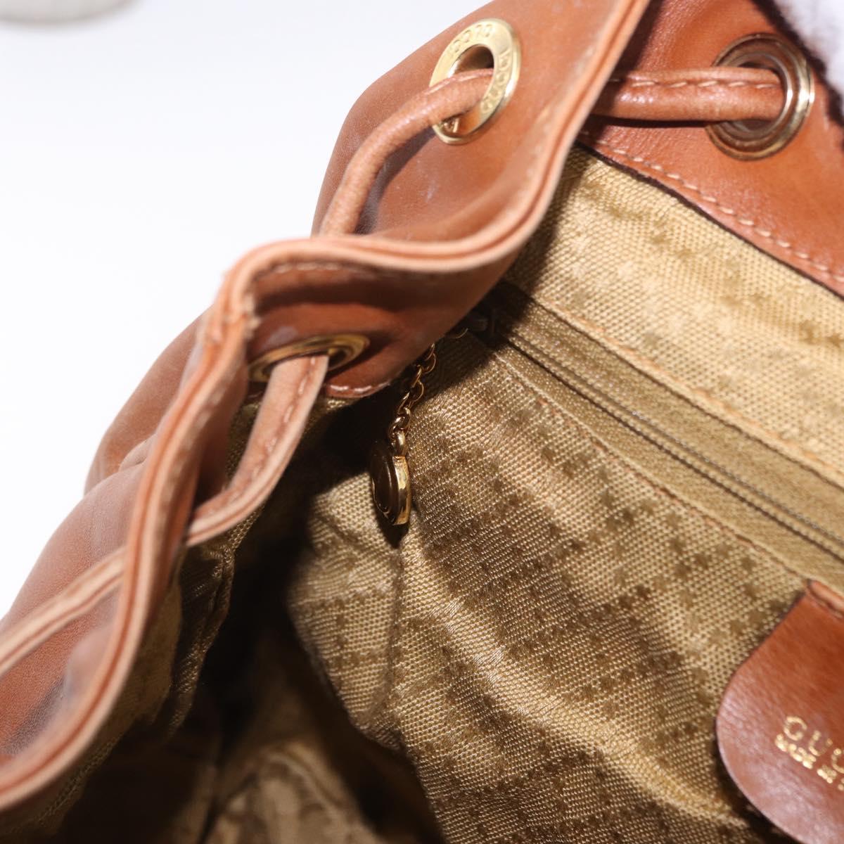 GUCCI Bamboo Backpack Leather Brown Gold 003 2058 0016 Auth 197694