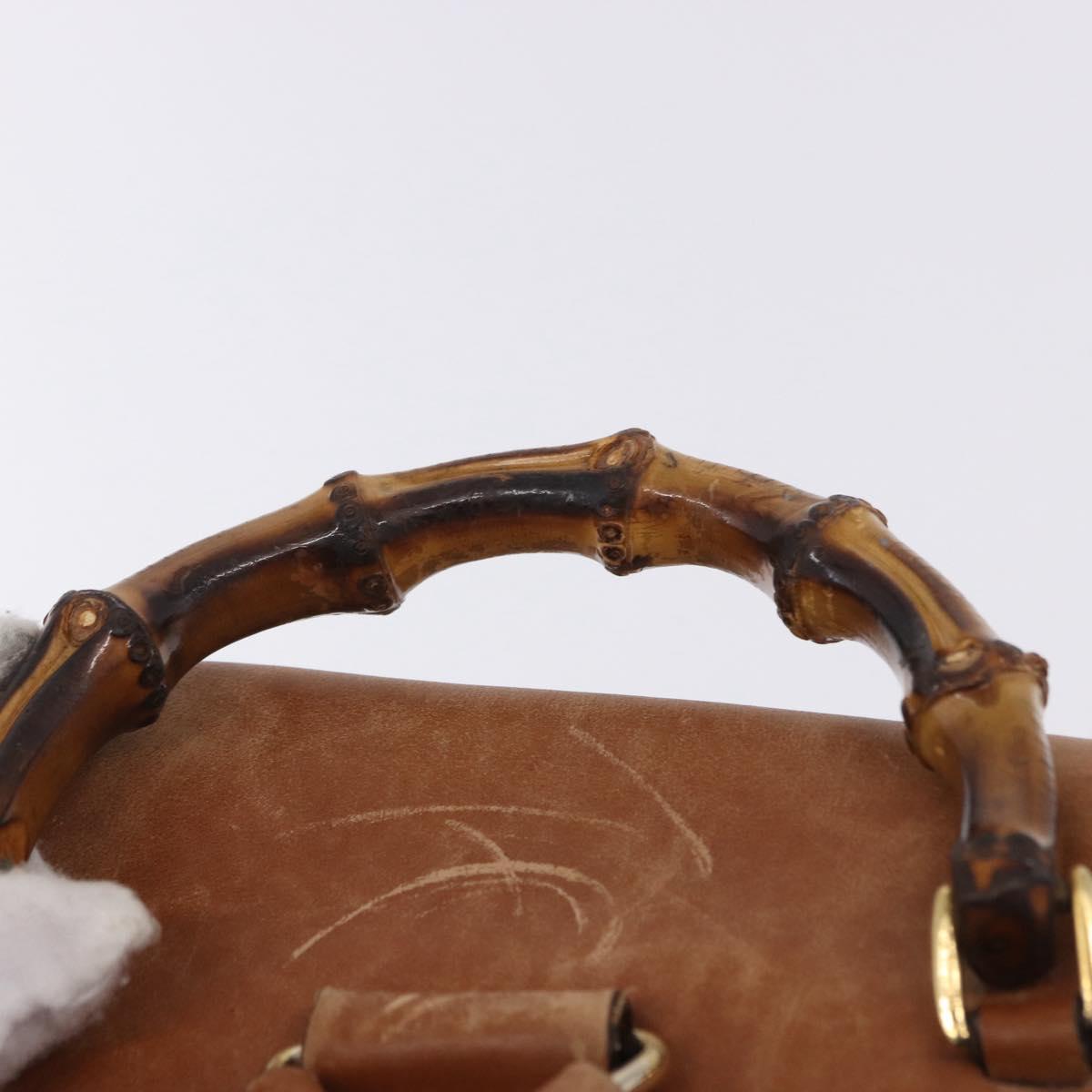 GUCCI Bamboo Backpack Leather Brown Gold 003 2058 0016 Auth 197694