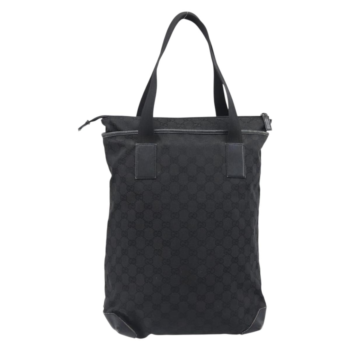 GUCCI GG Canvas Tote Bag Black Silver 28892 Auth 197695