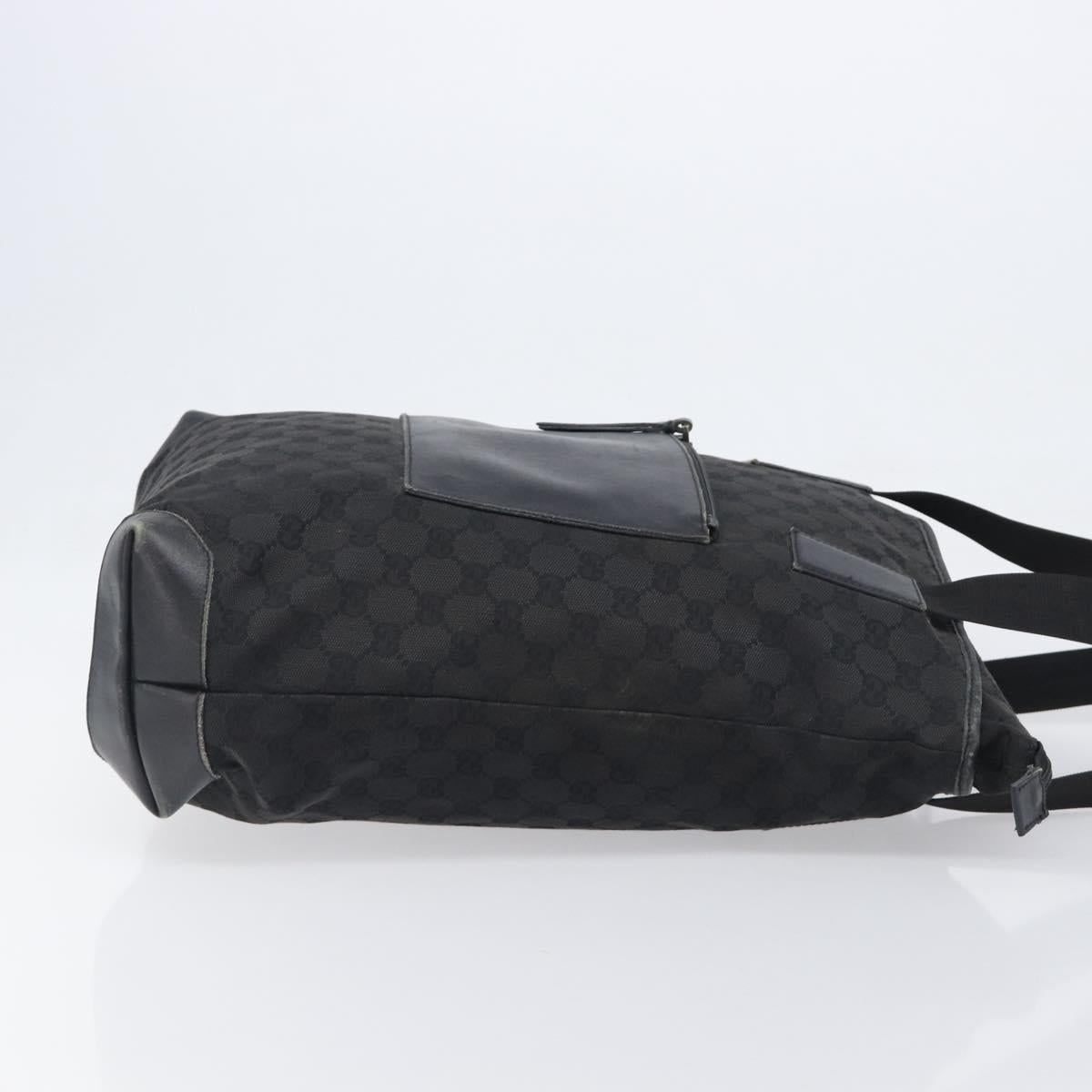 GUCCI GG Canvas Tote Bag Black Silver 28892 Auth 197695