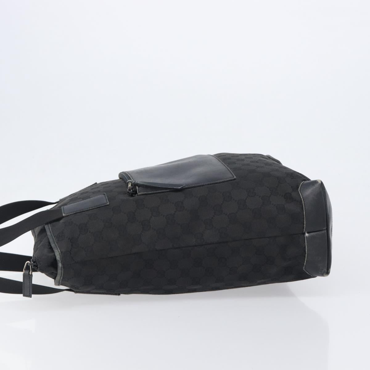 GUCCI GG Canvas Tote Bag Black Silver 28892 Auth 197695