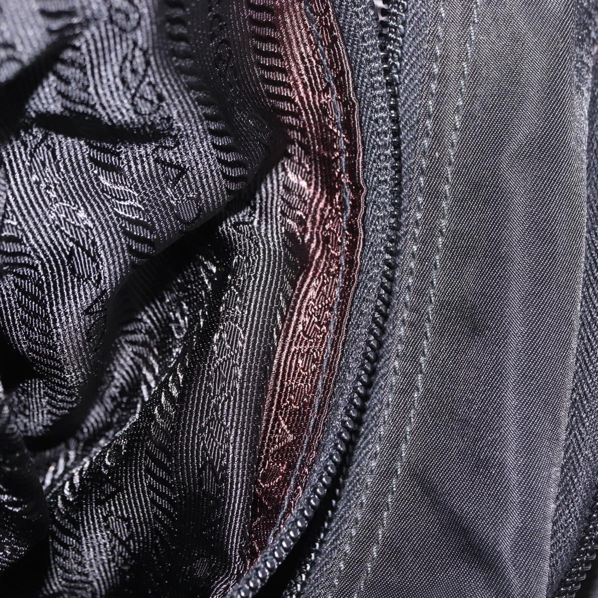 PRADA Shoulder Bag Nylon Black Silver Auth 197698A