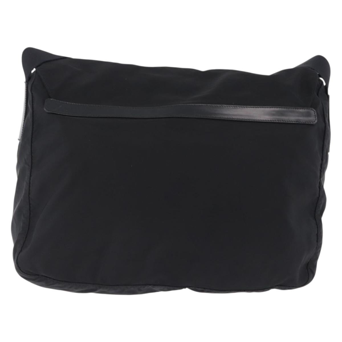 PRADA Shoulder Bag Nylon Black Silver Auth 197698A