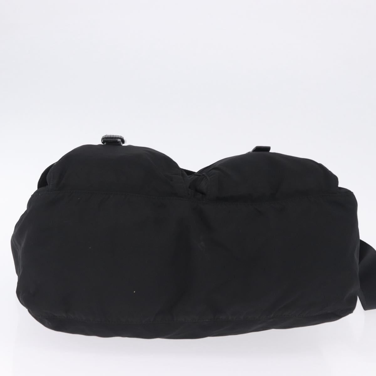 PRADA Shoulder Bag Nylon Black Silver Auth 197698A