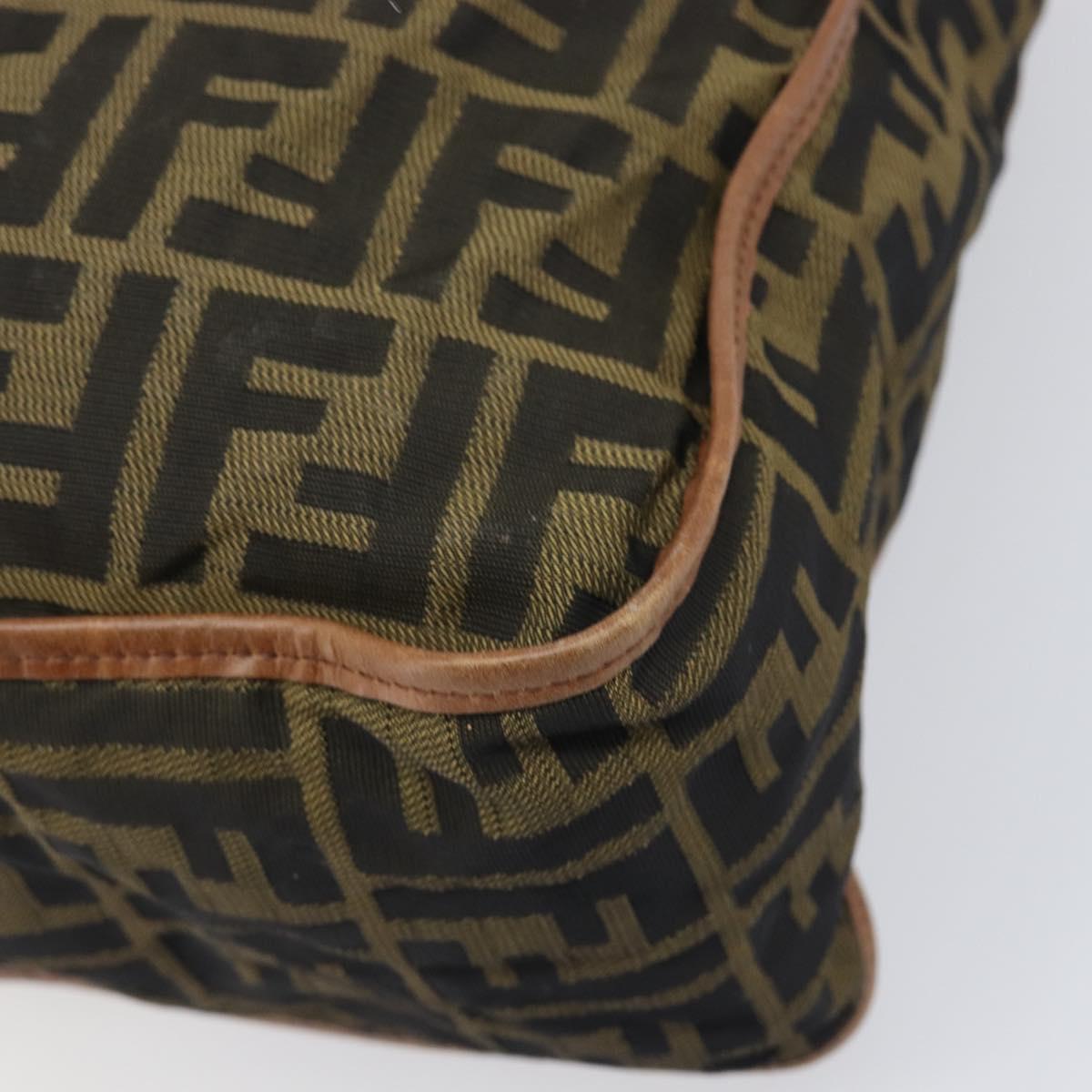 FENDI Zucca Canvas Shoulder Bag Brown Black Auth 197699
