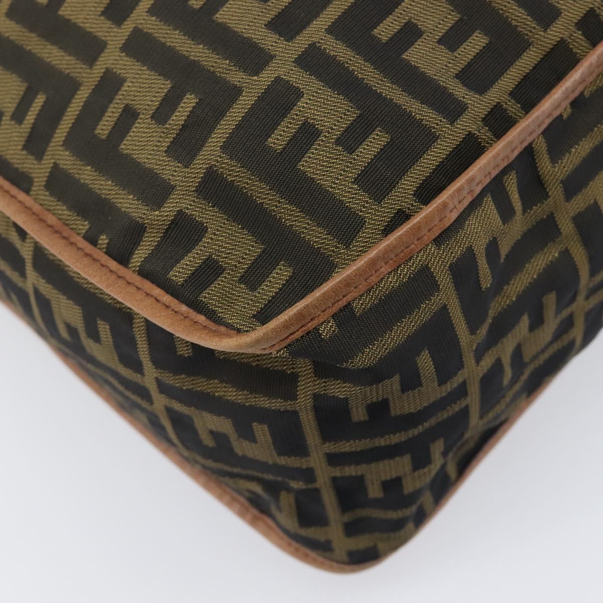 FENDI Zucca Canvas Shoulder Bag Brown Black Auth 197699