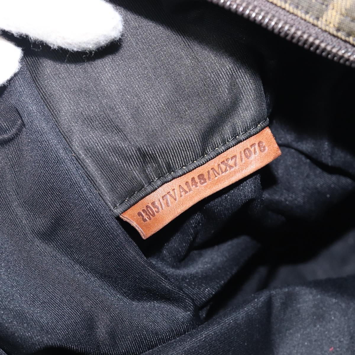 FENDI Zucca Canvas Shoulder Bag Brown Black Auth 197699