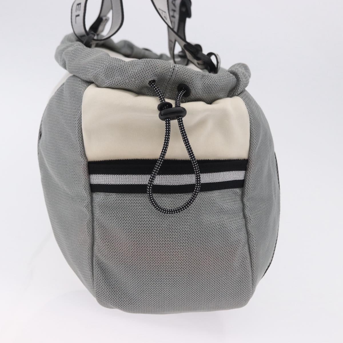 CHANEL Sports Line Boston Bag Canvas White Silver CC Auth 197702V