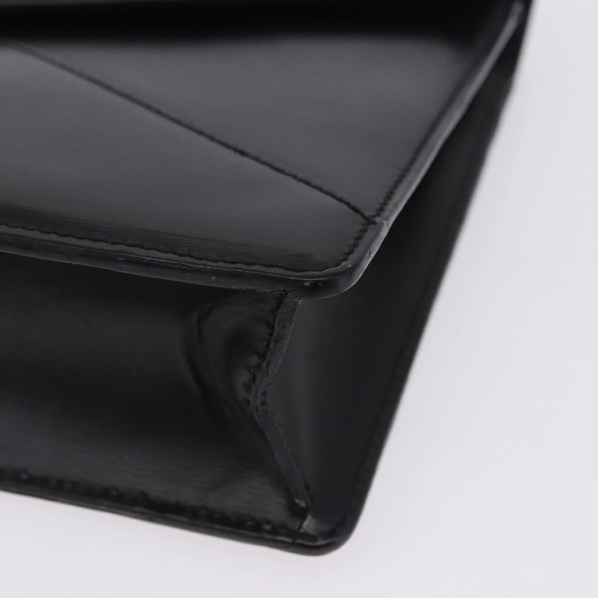 LOEWE Clutch Bag Leather Black Silver Auth 197703