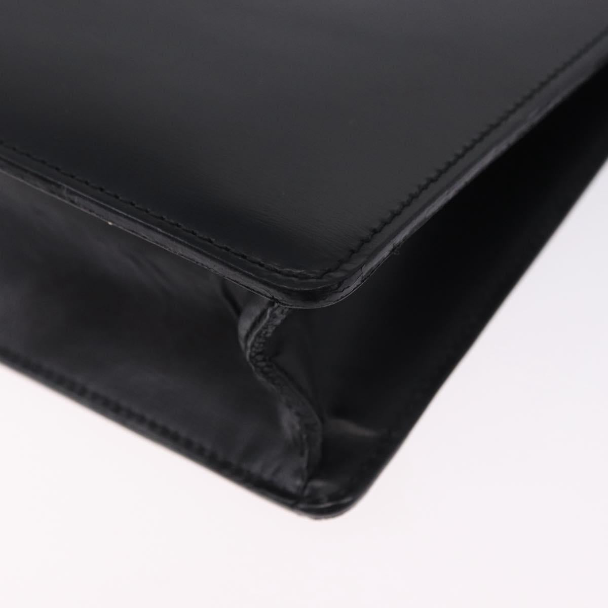 LOEWE Clutch Bag Leather Black Silver Auth 197703