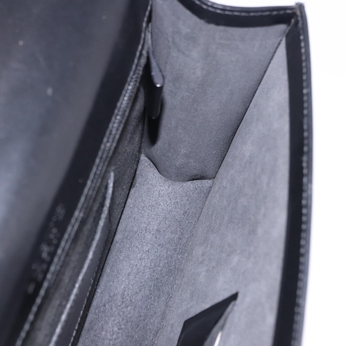 LOEWE Clutch Bag Leather Black Silver Auth 197703