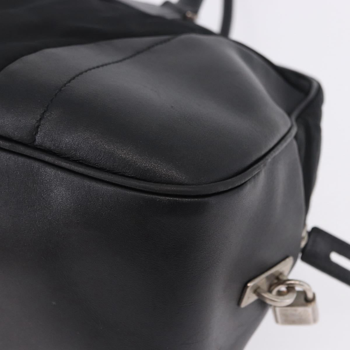 PRADA Tote Bag Nylon Black Silver Auth 197707V