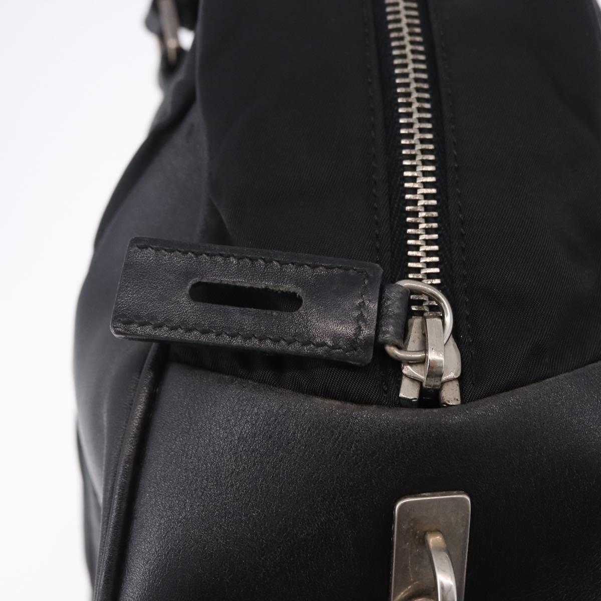 PRADA Tote Bag Nylon Black Silver Auth 197707V