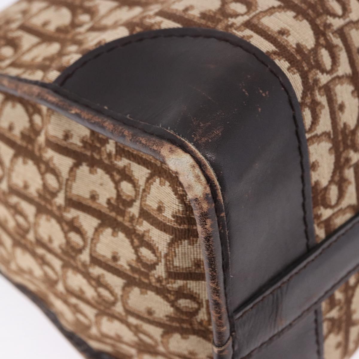 Christian Dior Trotter Canvas Boston Bag Beige Gold Auth 197709