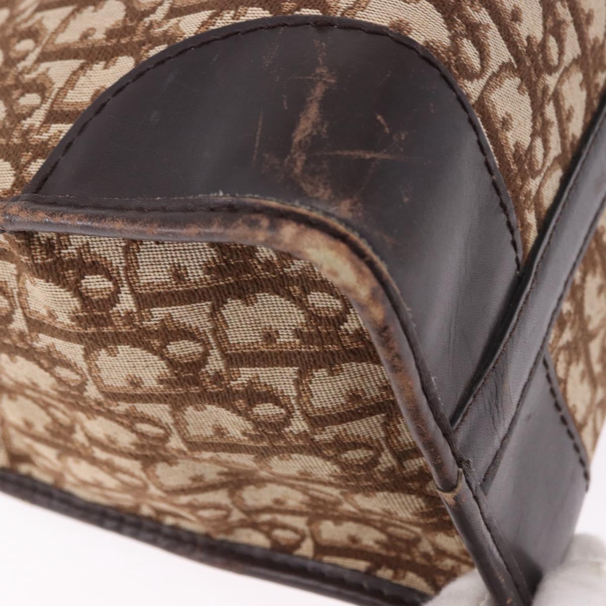 Christian Dior Trotter Canvas Boston Bag Beige Gold Auth 197709