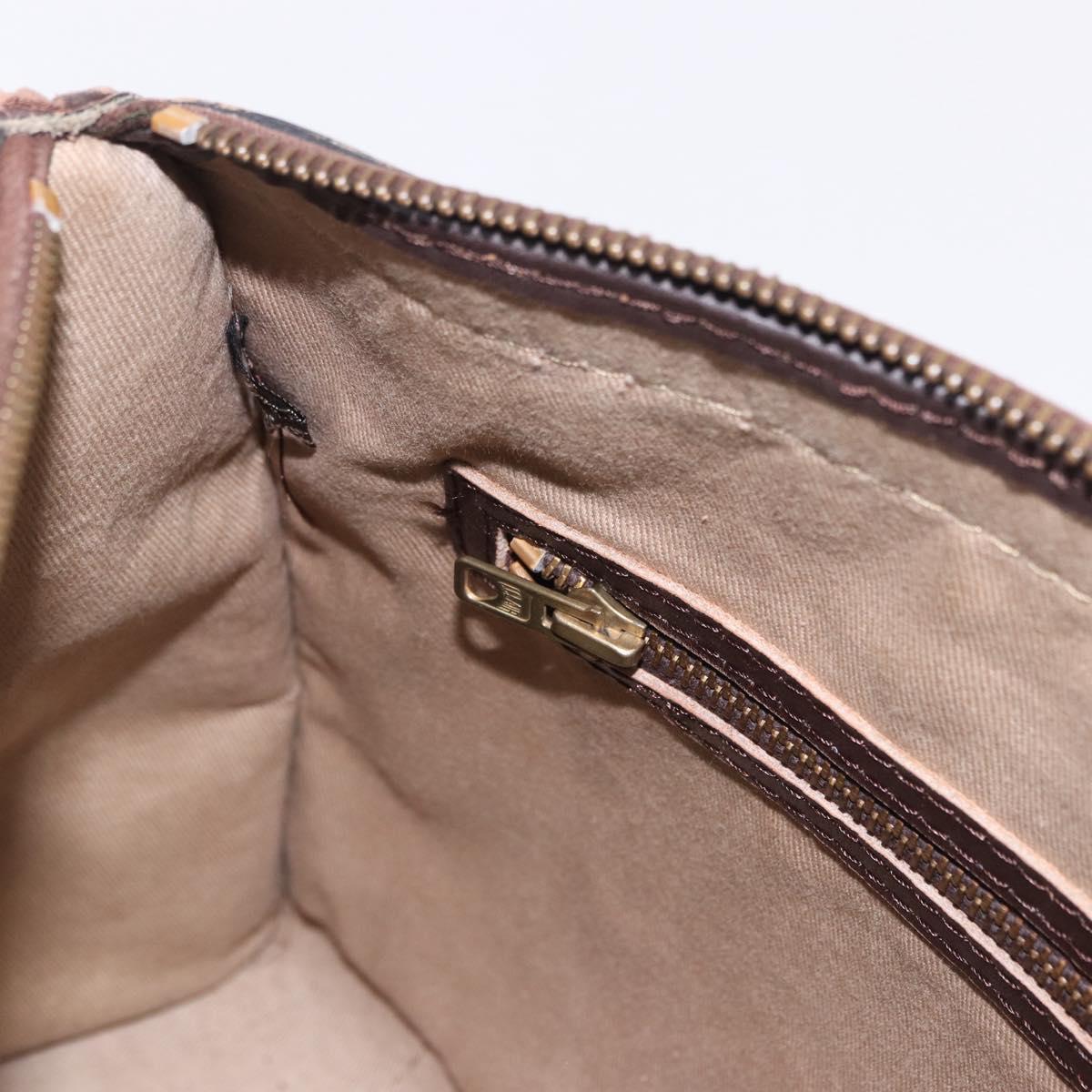 Christian Dior Trotter Canvas Boston Bag Beige Gold Auth 197709