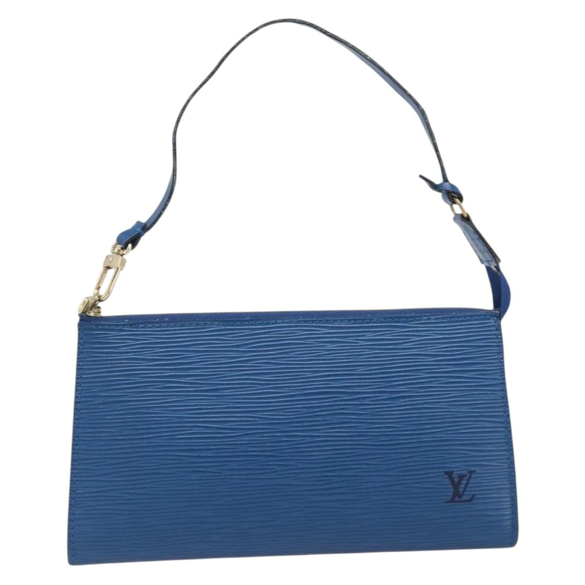 LOUIS VUITTON Epi Pochette Accessoires Pouch Blue M52985 LV Auth 197712V