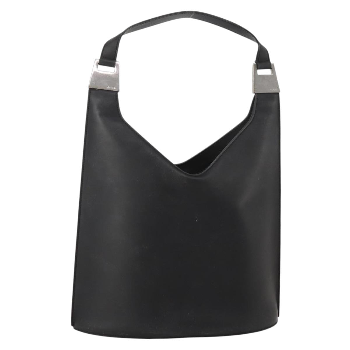 GUCCI Shoulder Bag Leather Black Silver 001 3010 Auth 197715