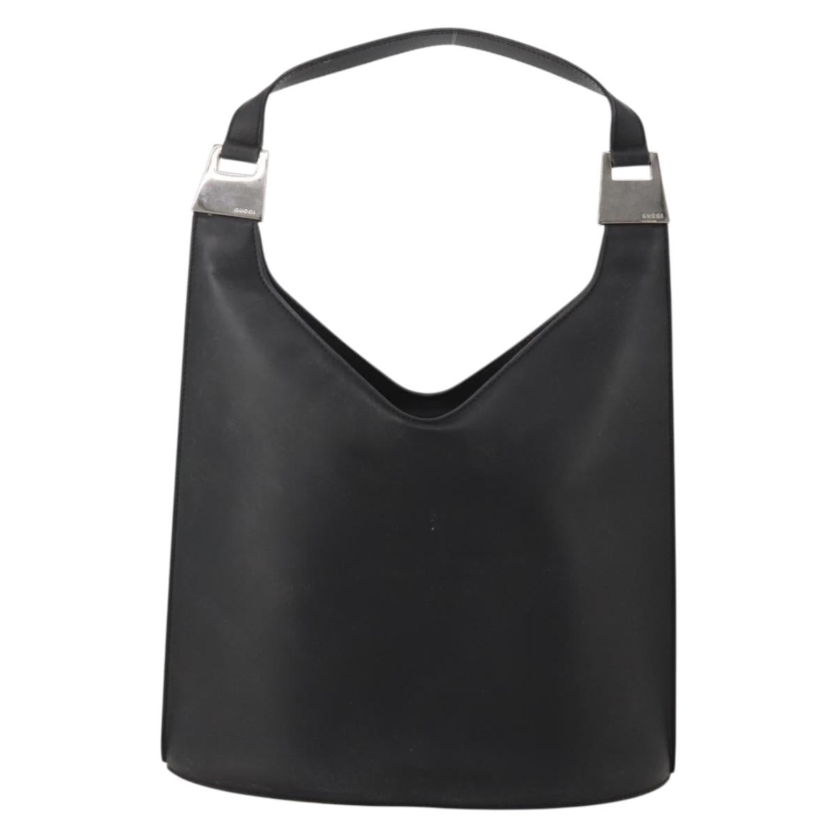 GUCCI Shoulder Bag Leather Black Silver 001 3010 Auth 197715