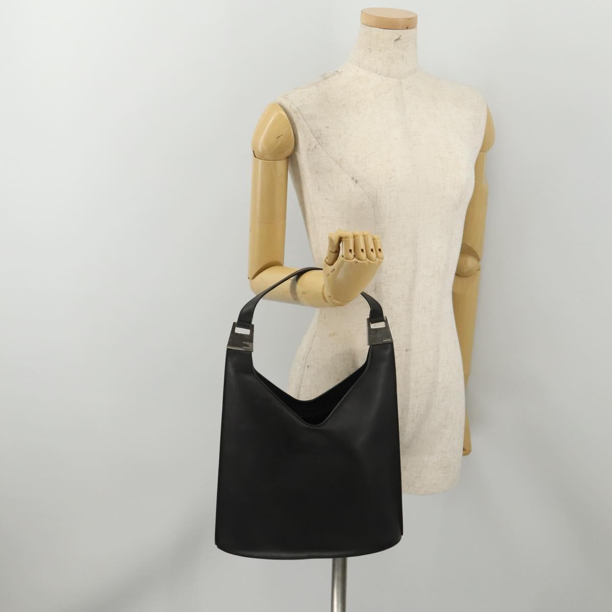 GUCCI Shoulder Bag Leather Black Silver 001 3010 Auth 197715