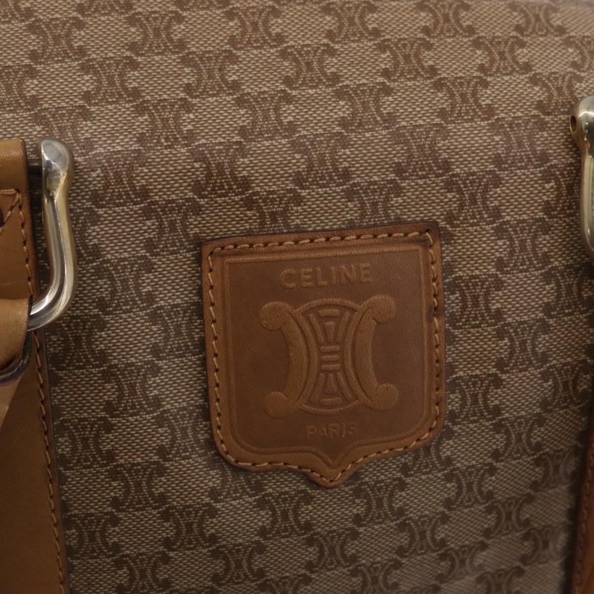 CELINE Macadam Canvas Hand Bag PVC Beige Gold Auth 197717