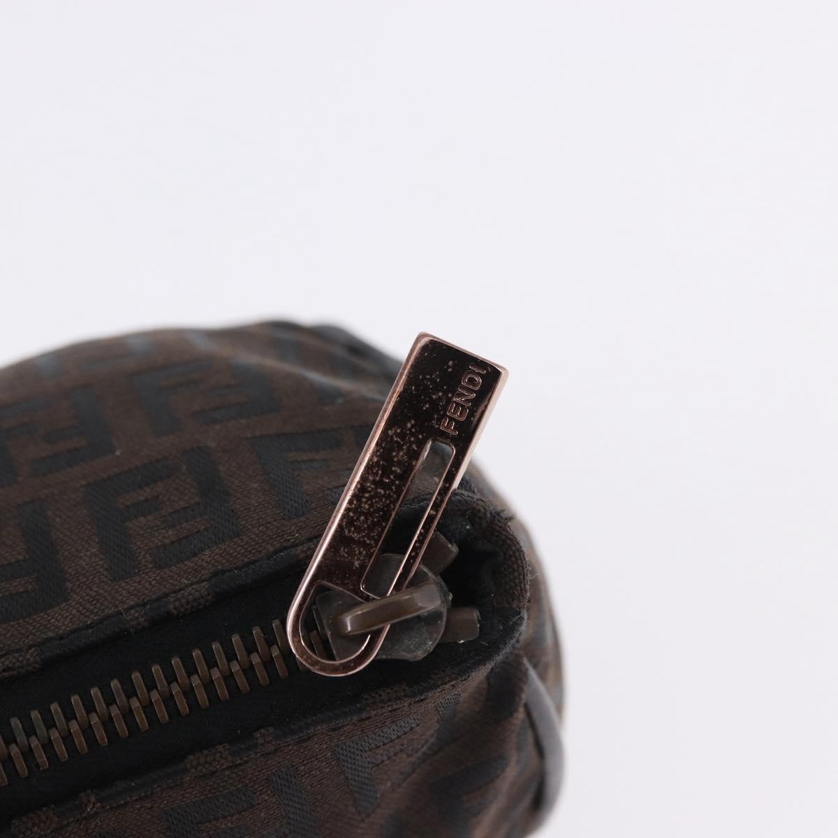 FENDI Zucchino Canvas Hand Bag Dark Brown Auth 197721A