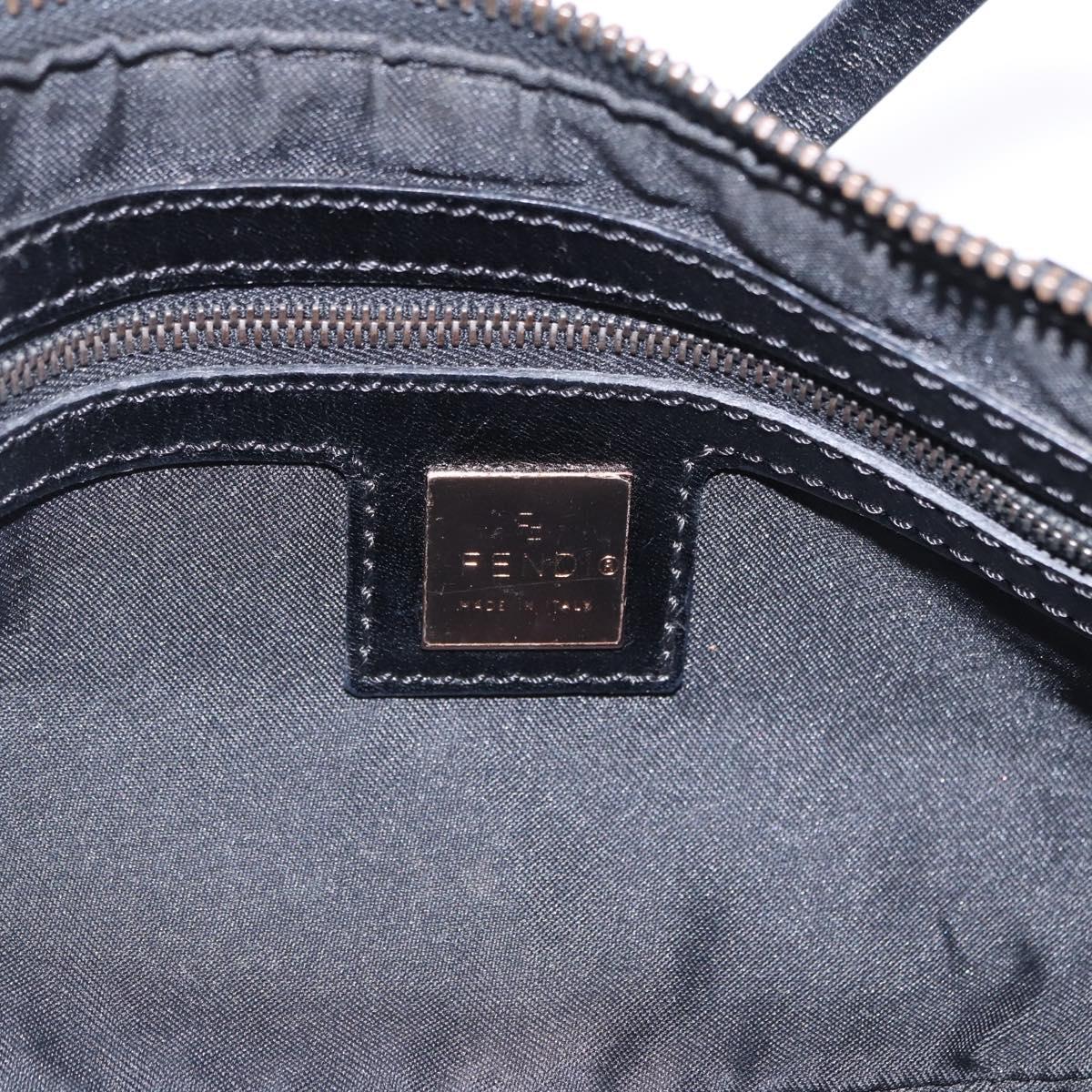 FENDI Zucchino Canvas Hand Bag Dark Brown Auth 197721A