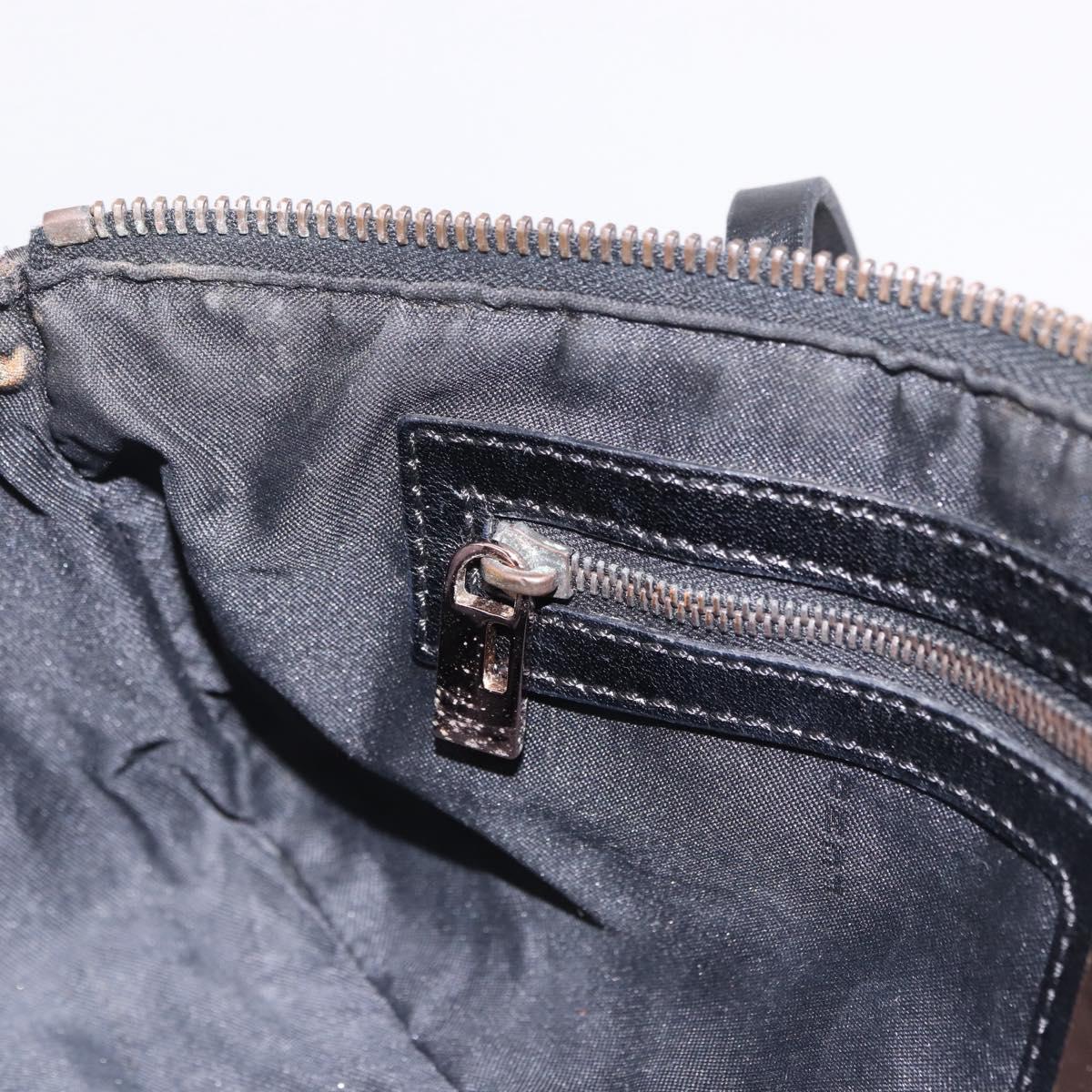 FENDI Zucchino Canvas Hand Bag Dark Brown Auth 197721A